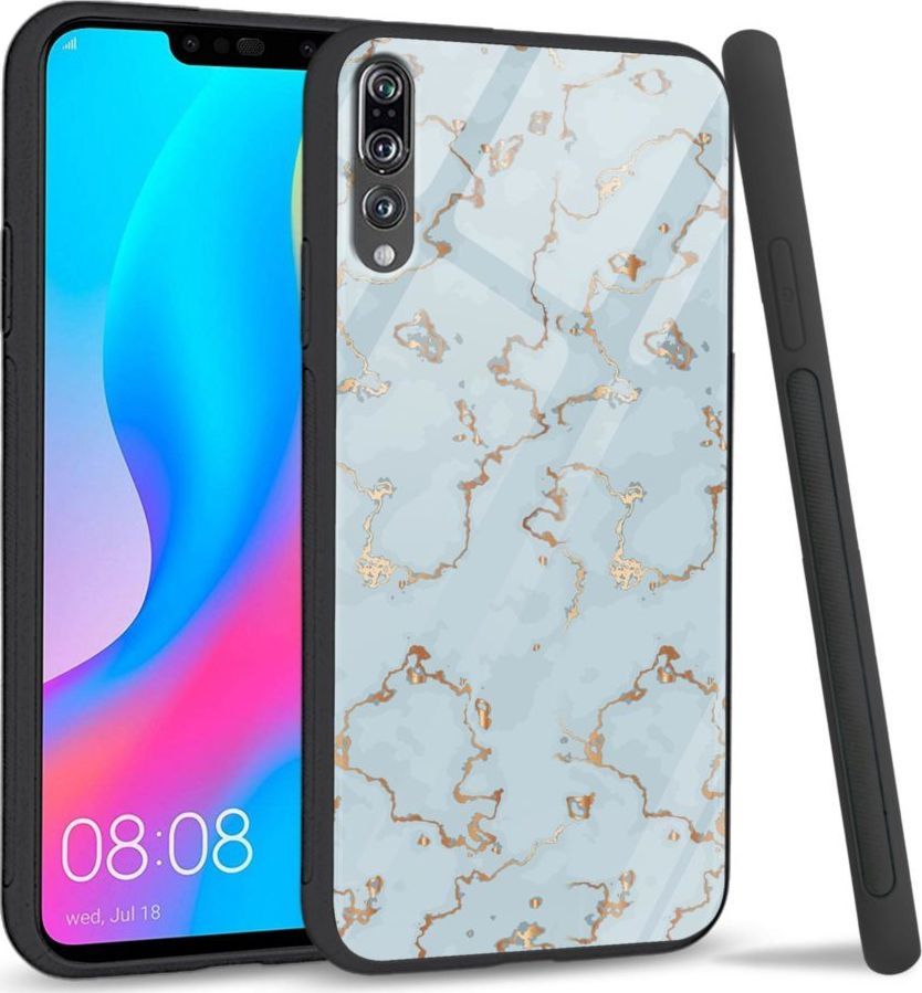 Super Fashion Etui na telefon Huawei P20 Pro Premium Case Golden blue granite 1