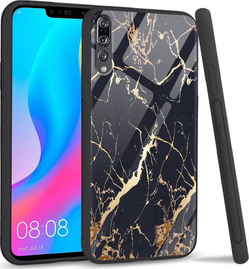 Super Fashion Etui na telefon Huawei P20 Pro Premium Case Black gold granite 1