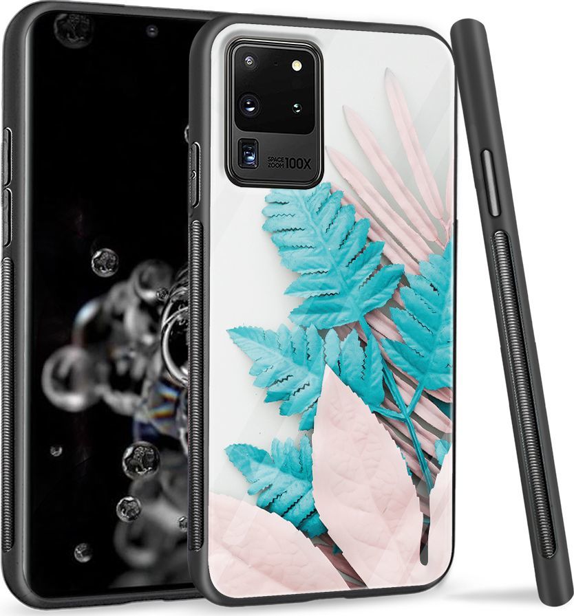 Super Fashion Etui na telefon Samsung Galaxy S20 Ultra Premium Case Blue white leaf 1