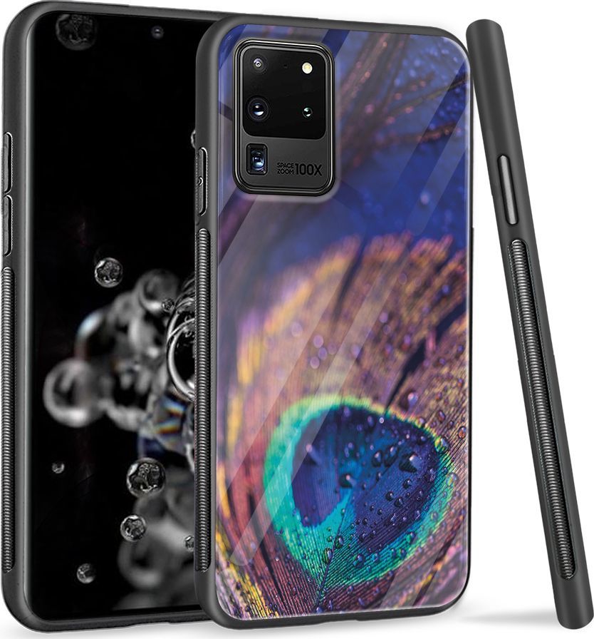 Super Fashion Etui na telefon Samsung Galaxy S20 Ultra Premium Case Peacock Feather Closeup 1