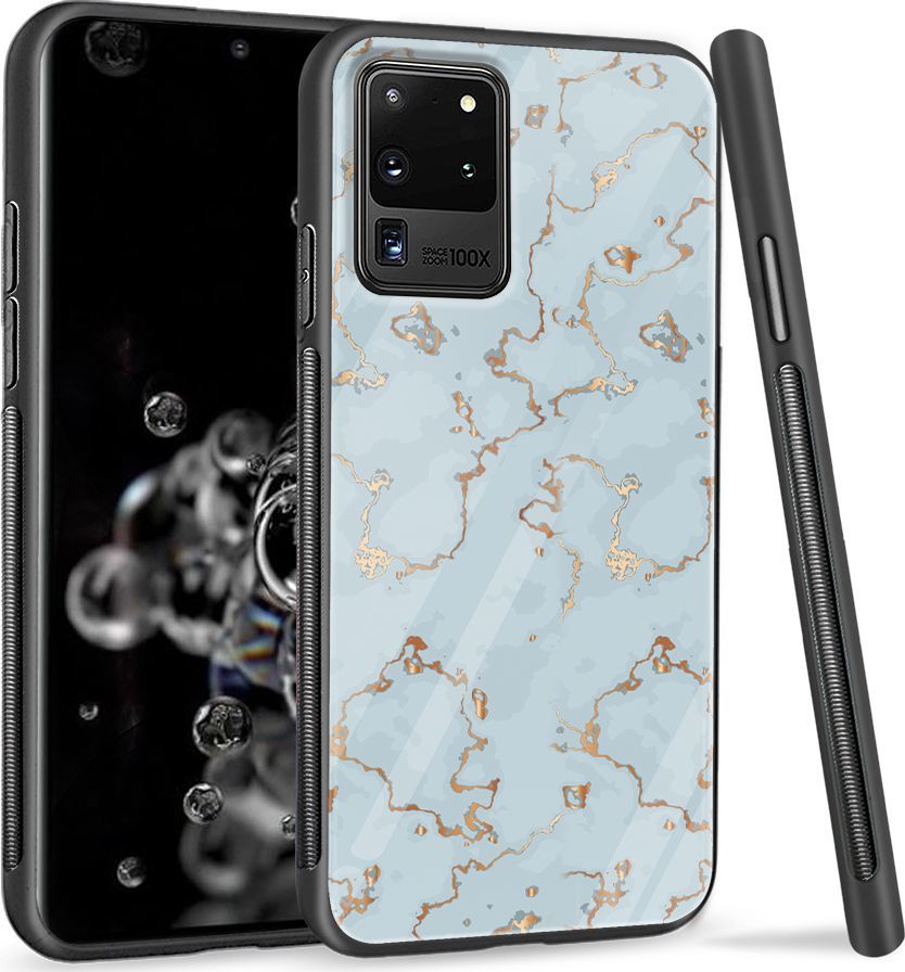 Super Fashion Etui na telefon Samsung Galaxy S20 Ultra Premium Case Golden blue granite 1