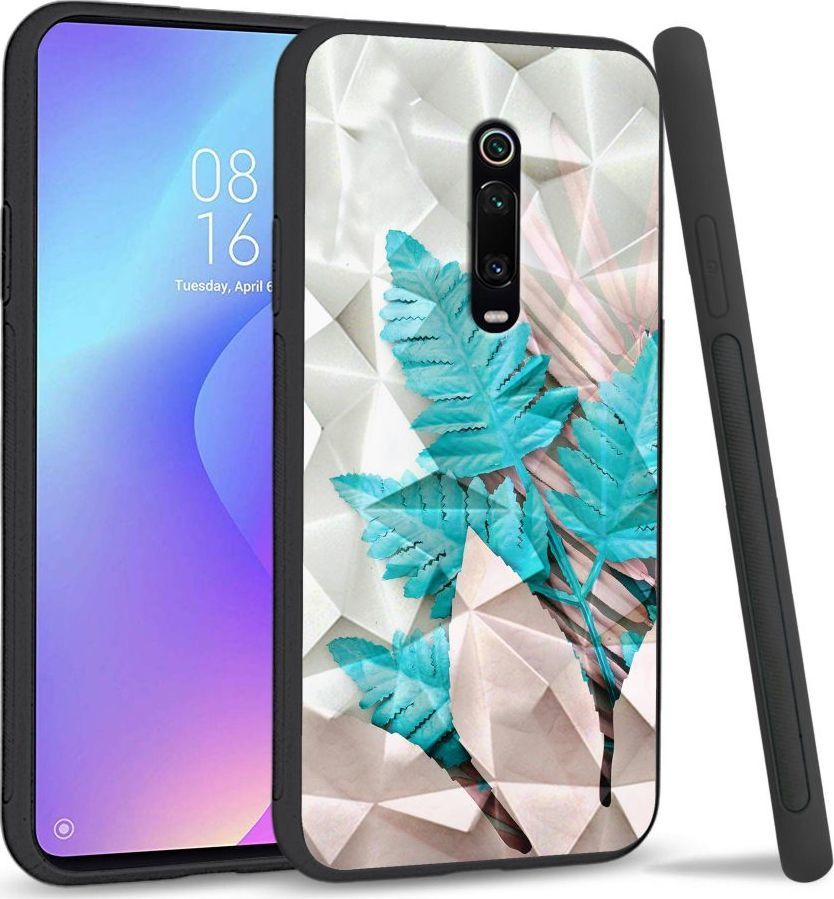 Super Fashion Etui na telefon Xiaomi MI9T Crystal Case Blue white leaf 1