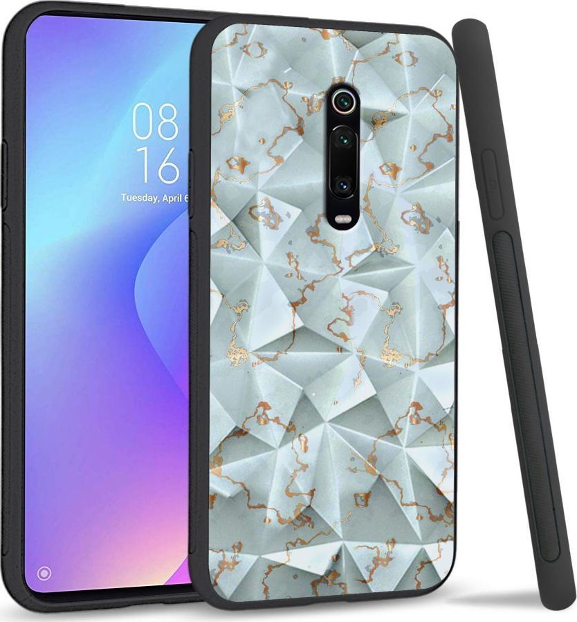 Super Fashion Etui na telefon Xiaomi MI9T Crystal Case Golden blue granite 1