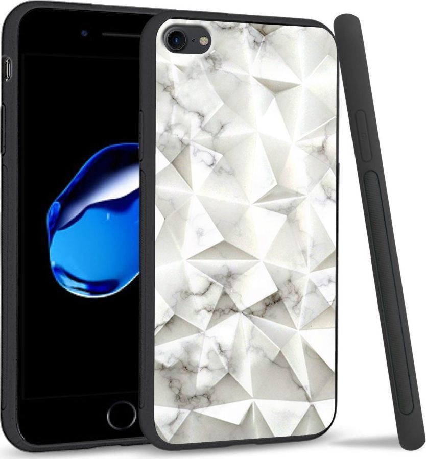 Super Fashion Etui na telefon Apple Iphone 7 / 8 Crystal Case White granite 1