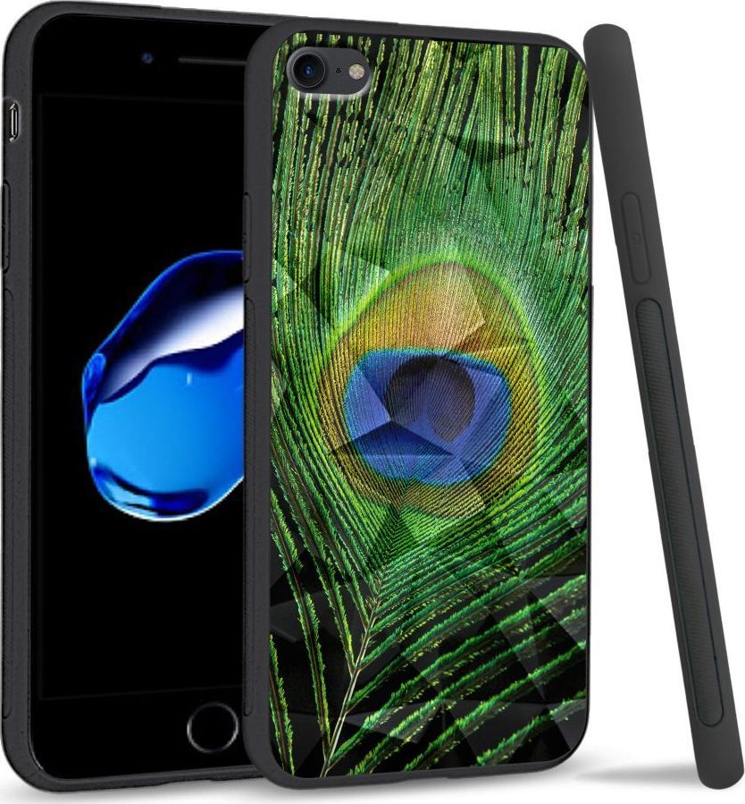 Super Fashion Etui na telefon Apple Iphone 7 / 8 Crystal Case Peacock Feather 1