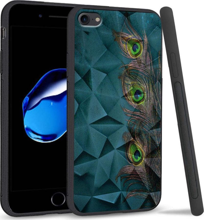 Super Fashion Etui na telefon Apple Iphone 7 / 8 Crystal Case Three Peacock Feathers 1