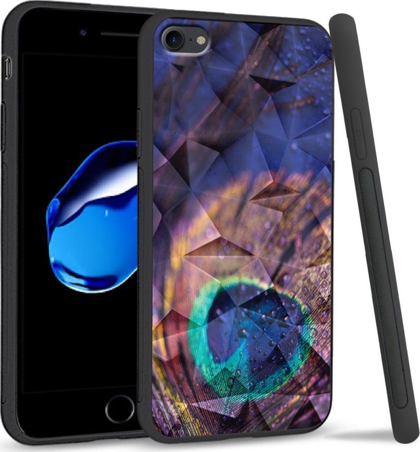 Super Fashion Etui na telefon Apple Iphone 7 / 8 Crystal Case Peacock Feather Closeup 1