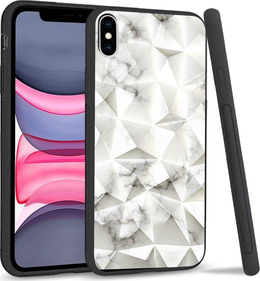 Super Fashion Etui na telefon Apple Iphone X/XS Crystal Case White granite 1