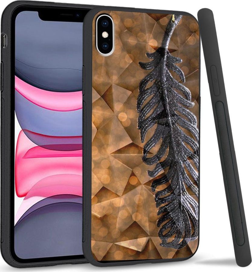 Super Fashion Etui na telefon Apple Iphone X/XS Crystal Case Metal Feather 1