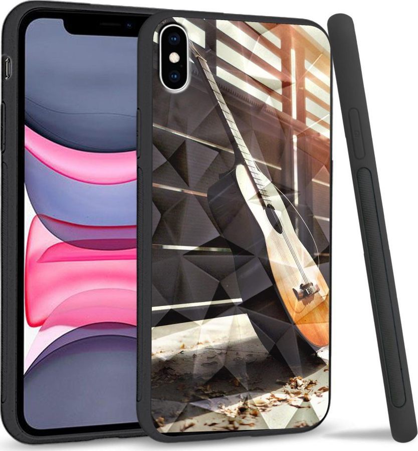 Super Fashion Etui na telefon Apple Iphone X/XS Crystal Case Wooden Guitar 1