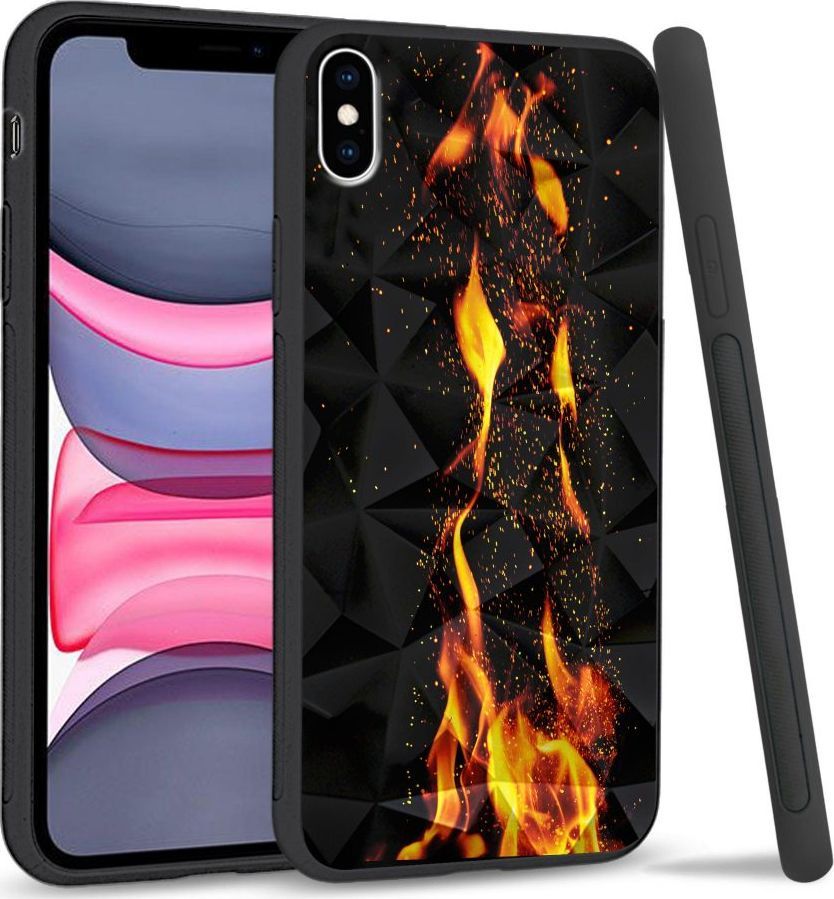 Super Fashion Etui na telefon Apple Iphone X/XS Crystal Case Crackling Fire 1