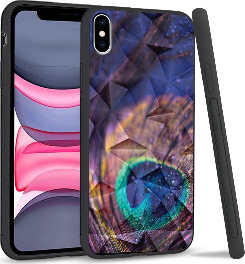 Super Fashion Etui na telefon Apple Iphone X/XS Crystal Case Peacock Feather Closeup 1