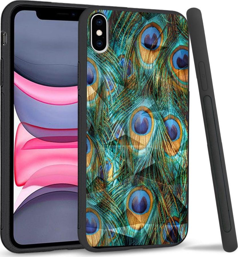 Super Fashion Etui na telefon Apple Iphone X/XS Crystal Case Peacock Feather Bunch 1