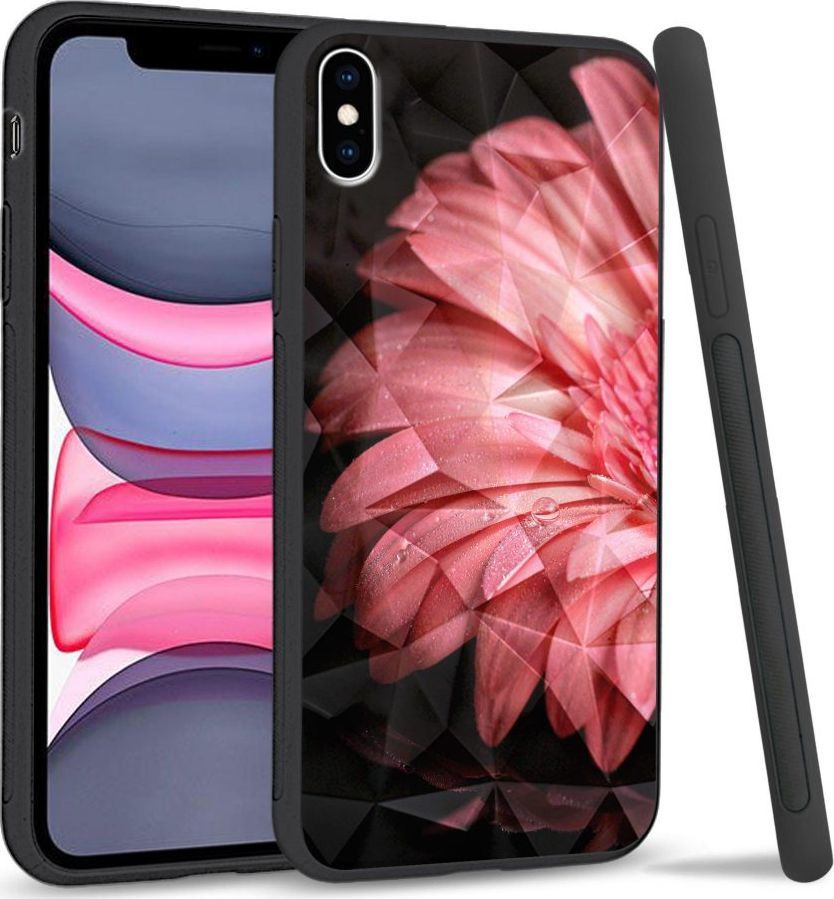 Super Fashion Etui na telefon Apple Iphone X/XS Crystal Case Pink flower 1