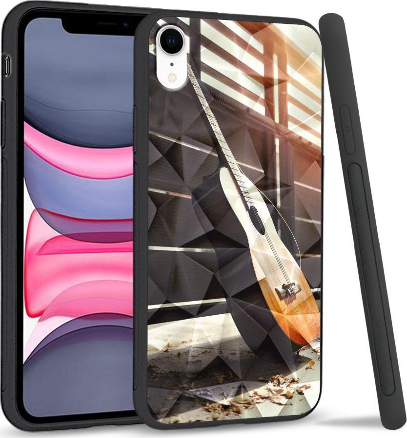 Super Fashion Etui na telefon Apple Iphone XR Crystal Case Wooden Guitar 1