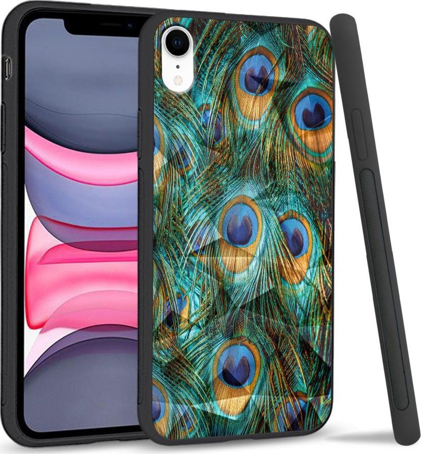 Super Fashion Etui na telefon Apple Iphone XR Crystal Case Peacock Feather Bunch 1