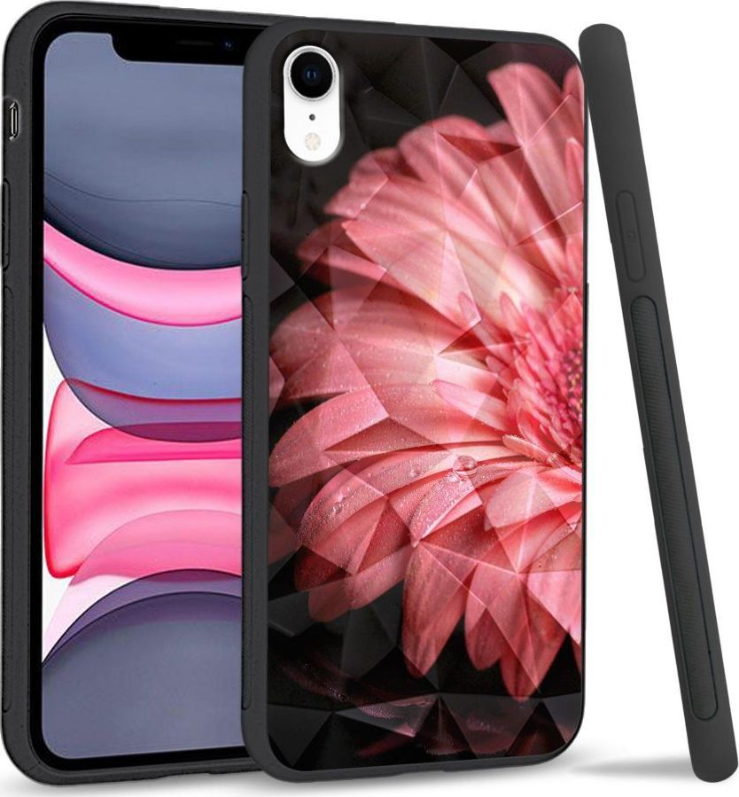 Super Fashion Etui na telefon Apple Iphone XR Crystal Case Pink flower 1