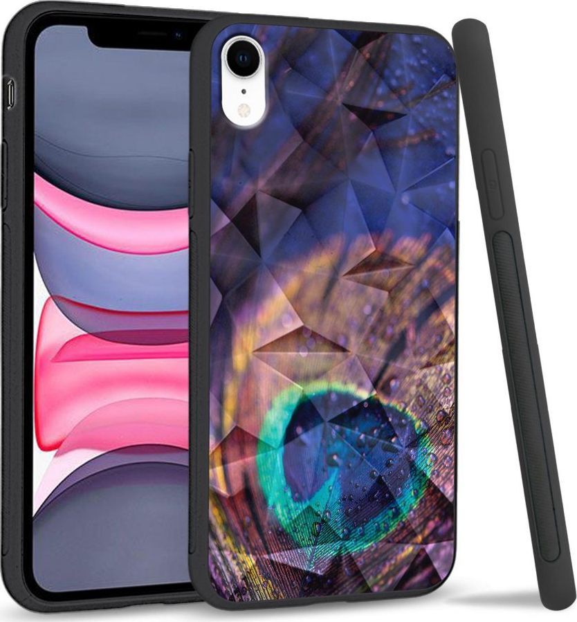 Super Fashion Etui na telefon Apple Iphone XR Crystal Case Peacock Feather Closeup 1