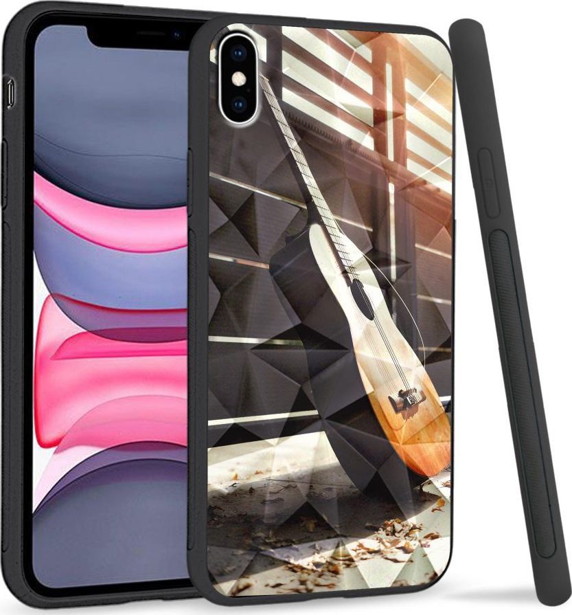 Super Fashion Etui na telefon Apple Iphone XS Max Crystal Case Wooden Guitar 1