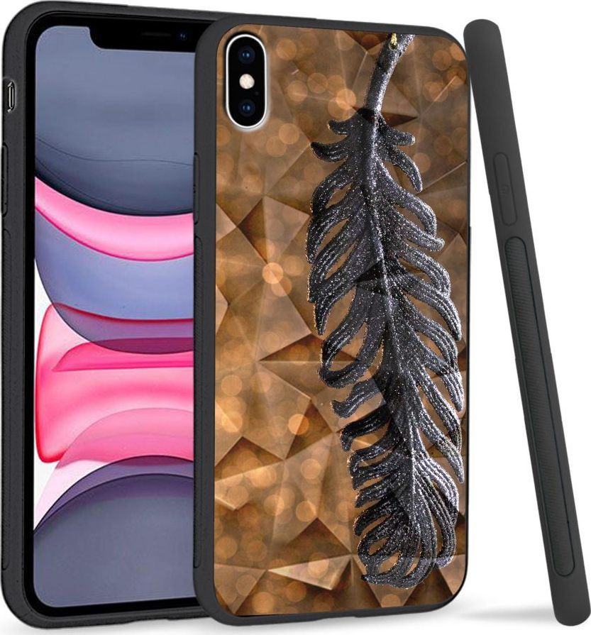 Super Fashion Etui na telefon Apple Iphone XS Max Crystal Case Metal Feather 1
