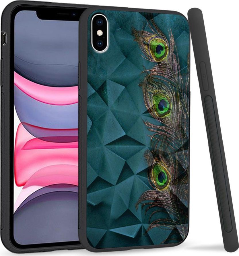 Super Fashion Etui na telefon Apple Iphone XS Max Crystal Case Three Peacock Feathers 1