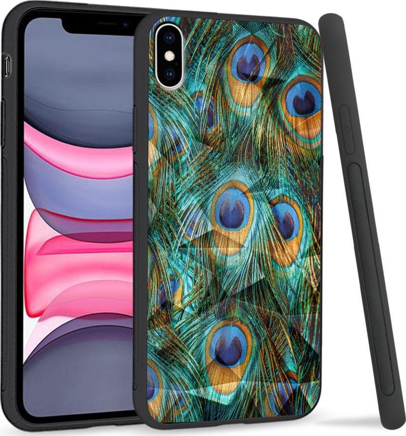 Super Fashion Etui na telefon Apple Iphone XS Max Crystal Case Peacock Feather Bunch 1