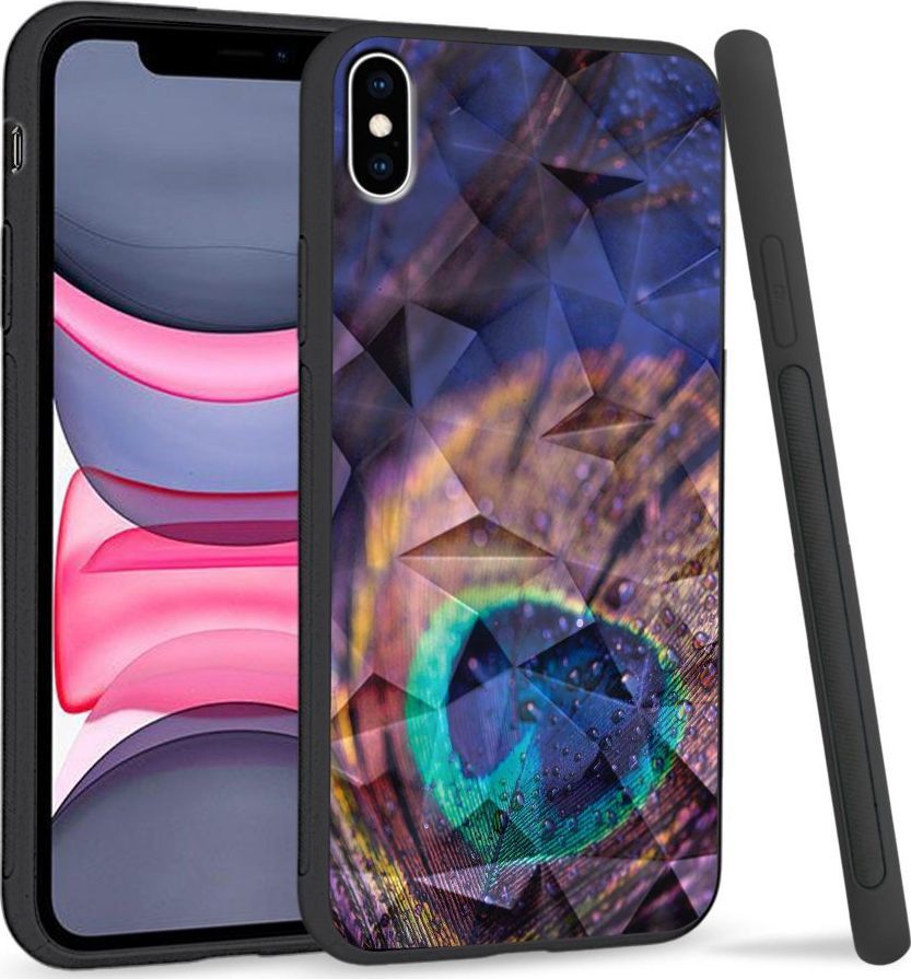 Super Fashion Etui na telefon Apple Iphone XS Max Crystal Case Peacock Feather Closeup 1
