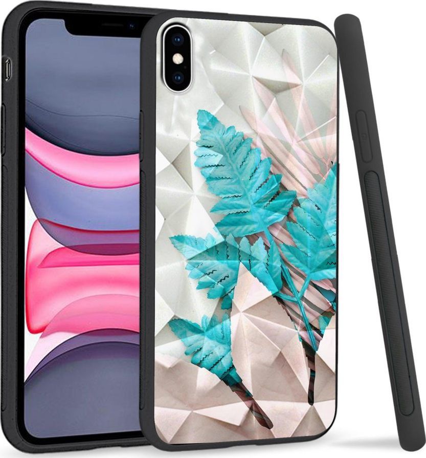 Super Fashion Etui na telefon Apple Iphone XS Max Crystal Case Blue white leaf 1