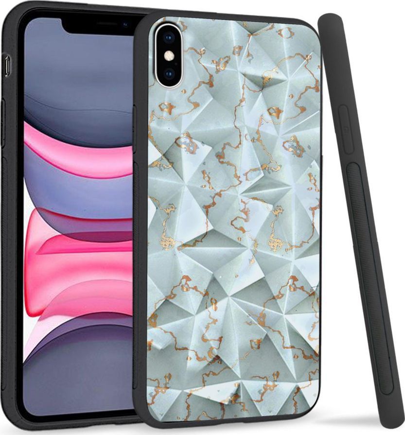 Super Fashion Etui na telefon Apple Iphone XS Max Crystal Case Golden blue granite 1