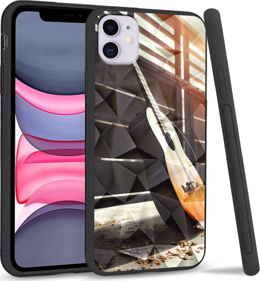 Super Fashion Etui na telefon Apple Iphone 11 Crystal Case Wooden Guitar 1