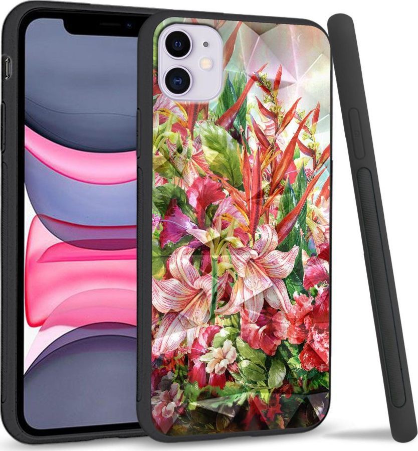 Super Fashion Etui na telefon Apple Iphone 11 Crystal Case Flowers 1