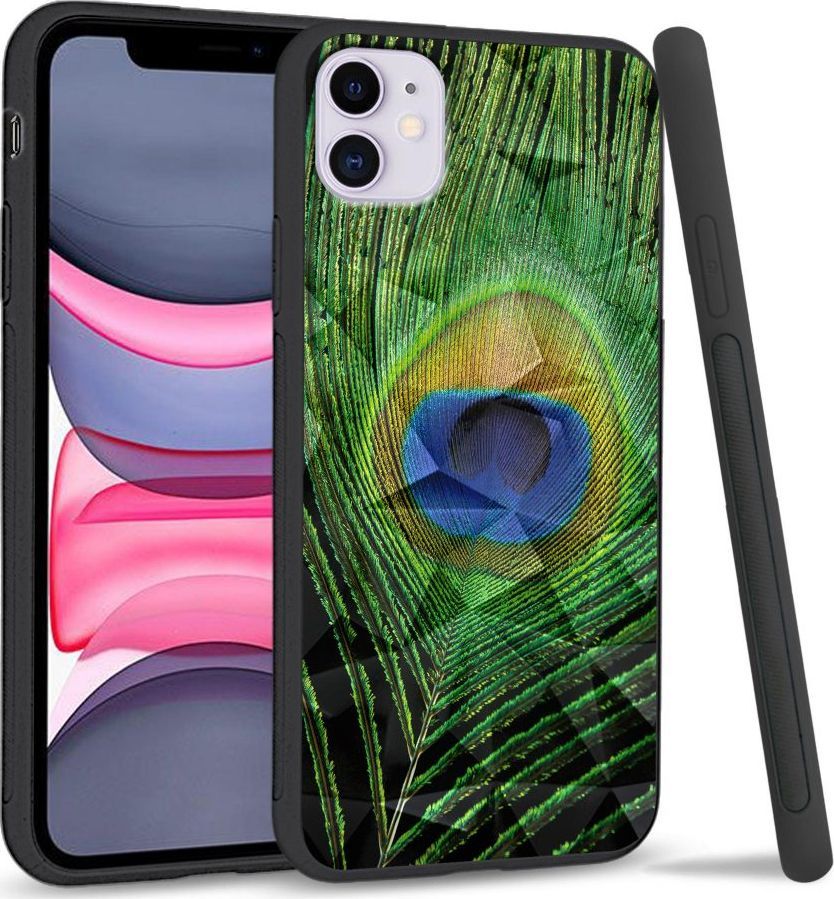 Super Fashion Etui na telefon Apple Iphone 11 Crystal Case Peacock Feather 1