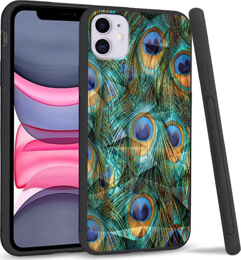 Super Fashion Etui na telefon Apple Iphone 11 Crystal Case Peacock Feather Bunch 1