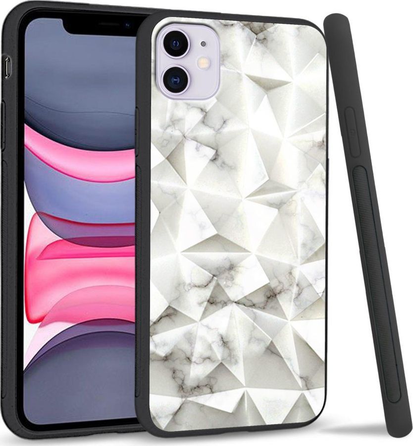 Super Fashion Etui na telefon Apple Iphone 11 Crystal Case White granite 1