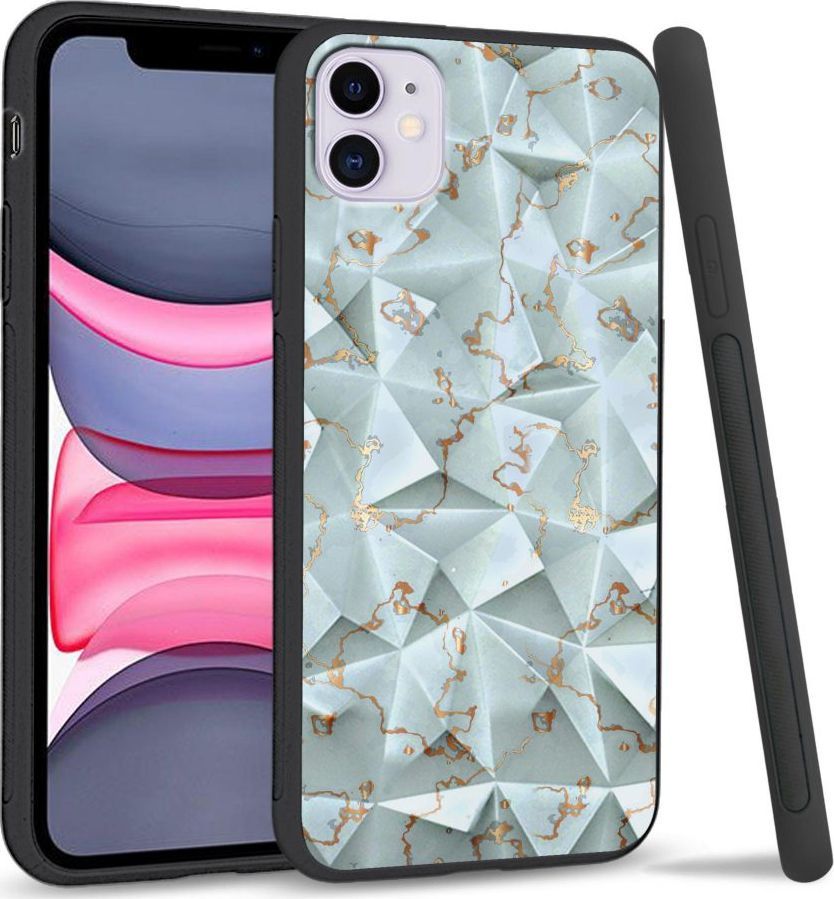 Super Fashion Etui na telefon Apple Iphone 11 Crystal Case Golden blue granite 1