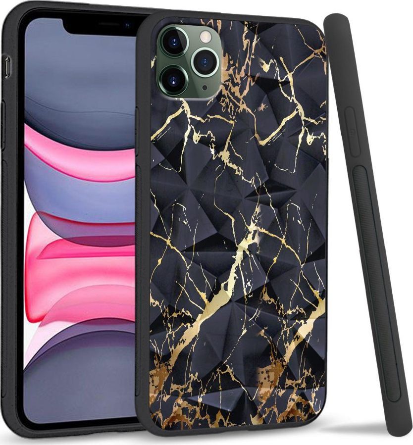 Super Fashion Etui na telefon Apple Iphone 11 Pro Crystal Case Black gold granite 1