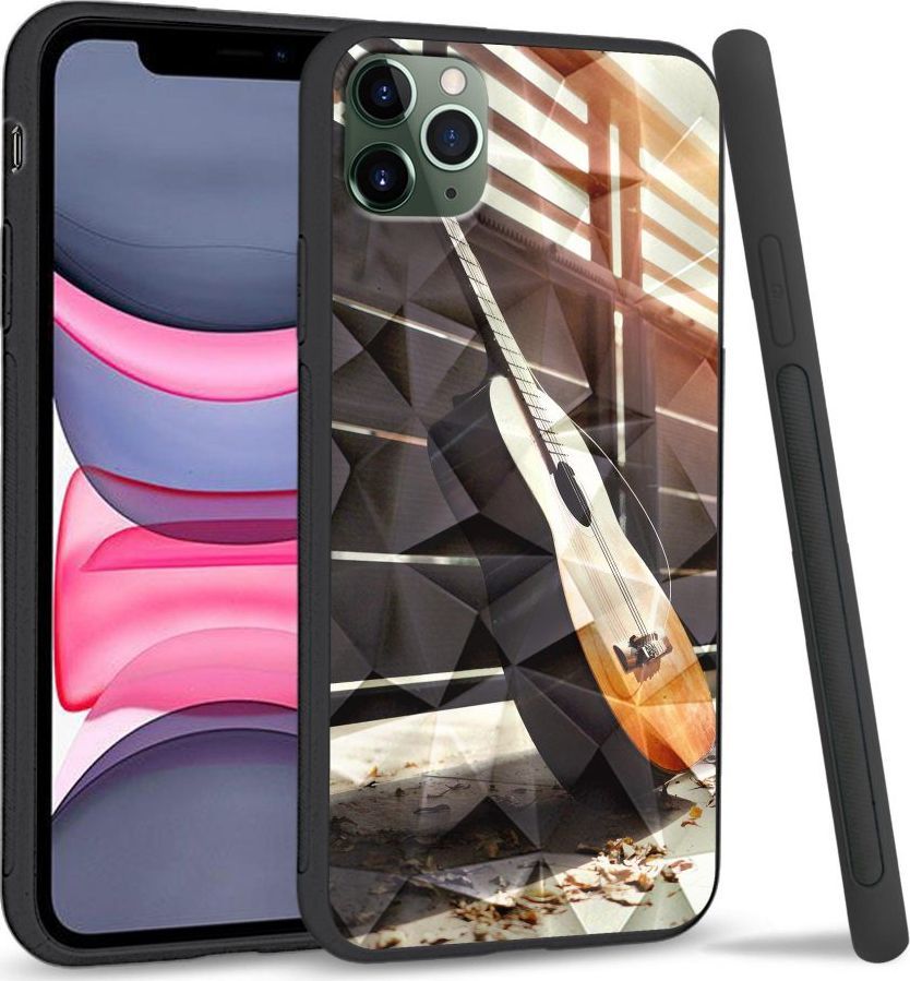 Super Fashion Etui na telefon Apple Iphone 11 Pro Crystal Case Wooden Guitar 1
