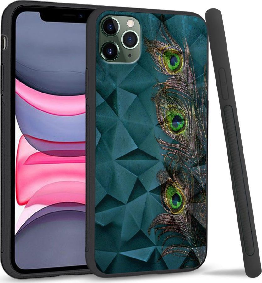 Super Fashion Etui na telefon Apple Iphone 11 Pro Crystal Case Three Peacock Feathers 1