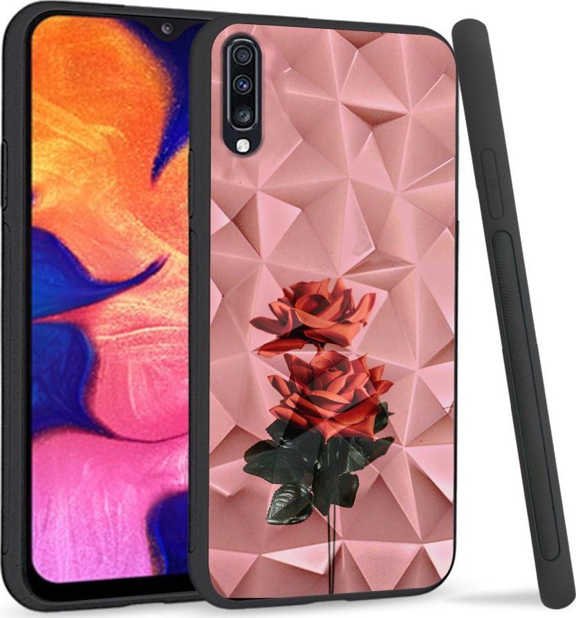 Super Fashion Etui na telefon Samsung Galaxy A70 Crystal Case Rose love 1