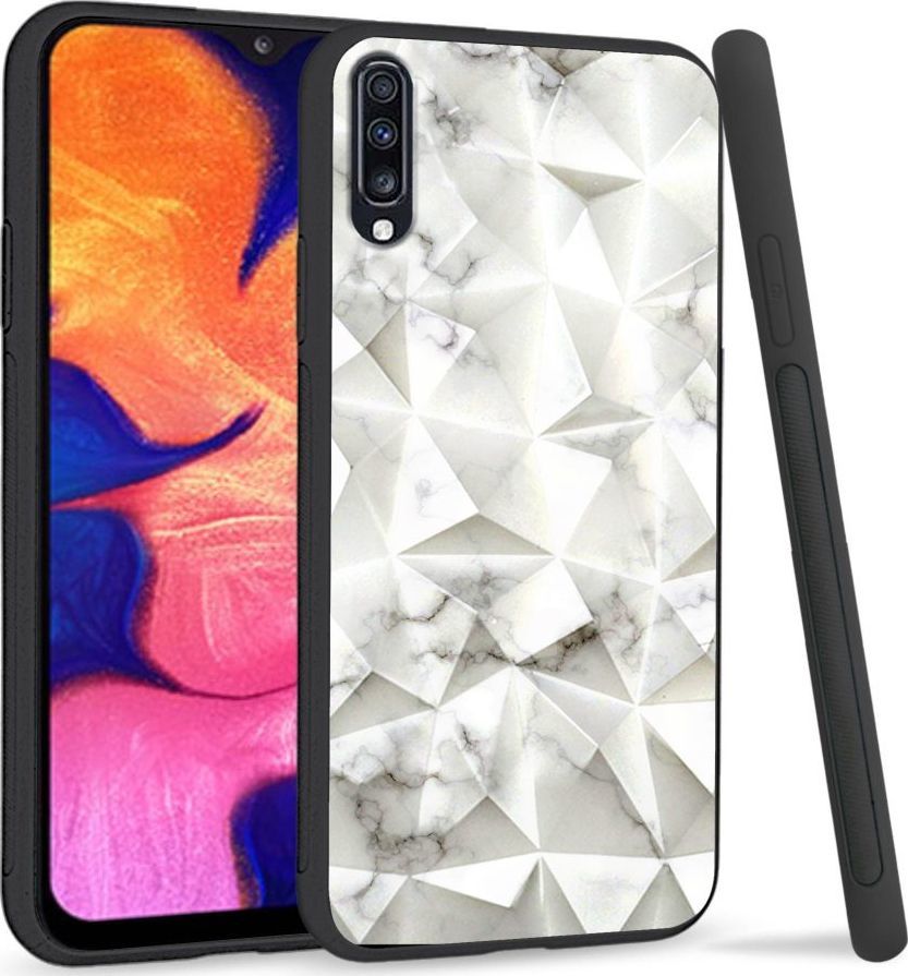 Super Fashion Etui na telefon Samsung Galaxy A70 Crystal Case White granite 1