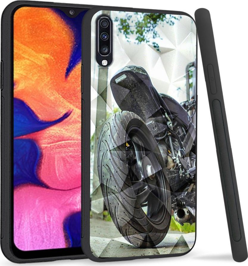 Super Fashion Etui na telefon Samsung Galaxy A70 Crystal Case Bike Tyre 1