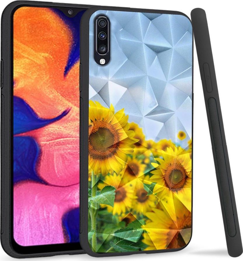 Super Fashion Etui na telefon Samsung Galaxy A70 Crystal Case Sunflowers 1