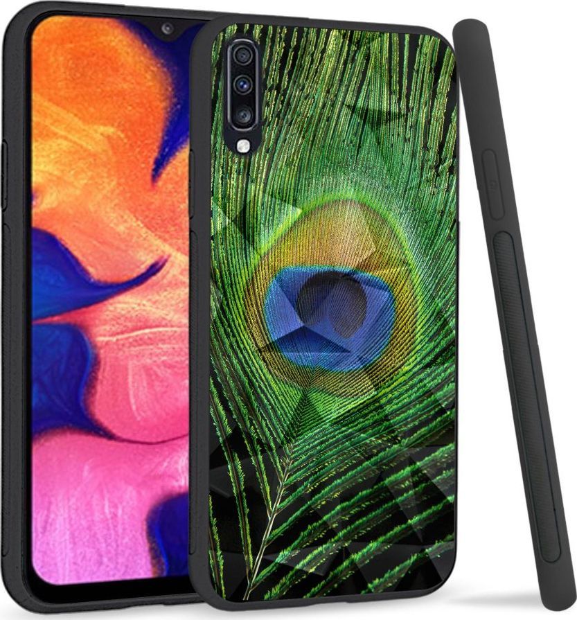 Super Fashion Etui na telefon Samsung Galaxy A70 Crystal Case Peacock Feather 1