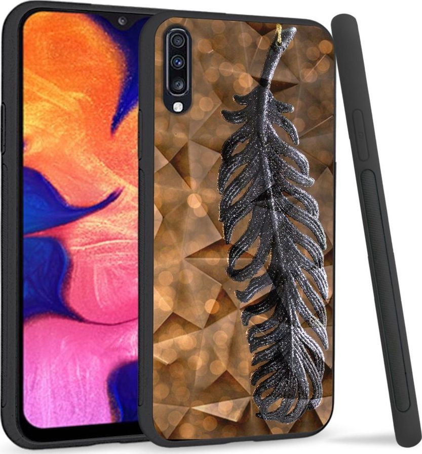 Super Fashion Etui na telefon Samsung Galaxy A70 Crystal Case Metal Feather 1