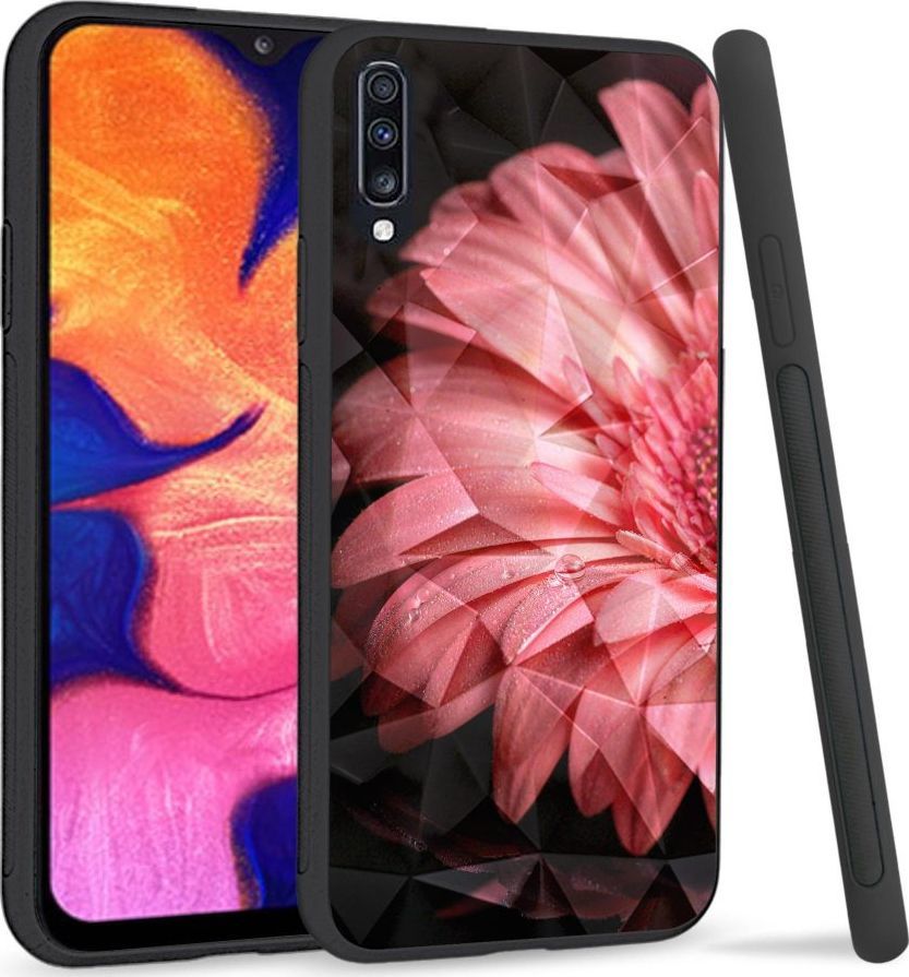 Super Fashion Etui na telefon Samsung Galaxy A70 Crystal Case Pink flower 1