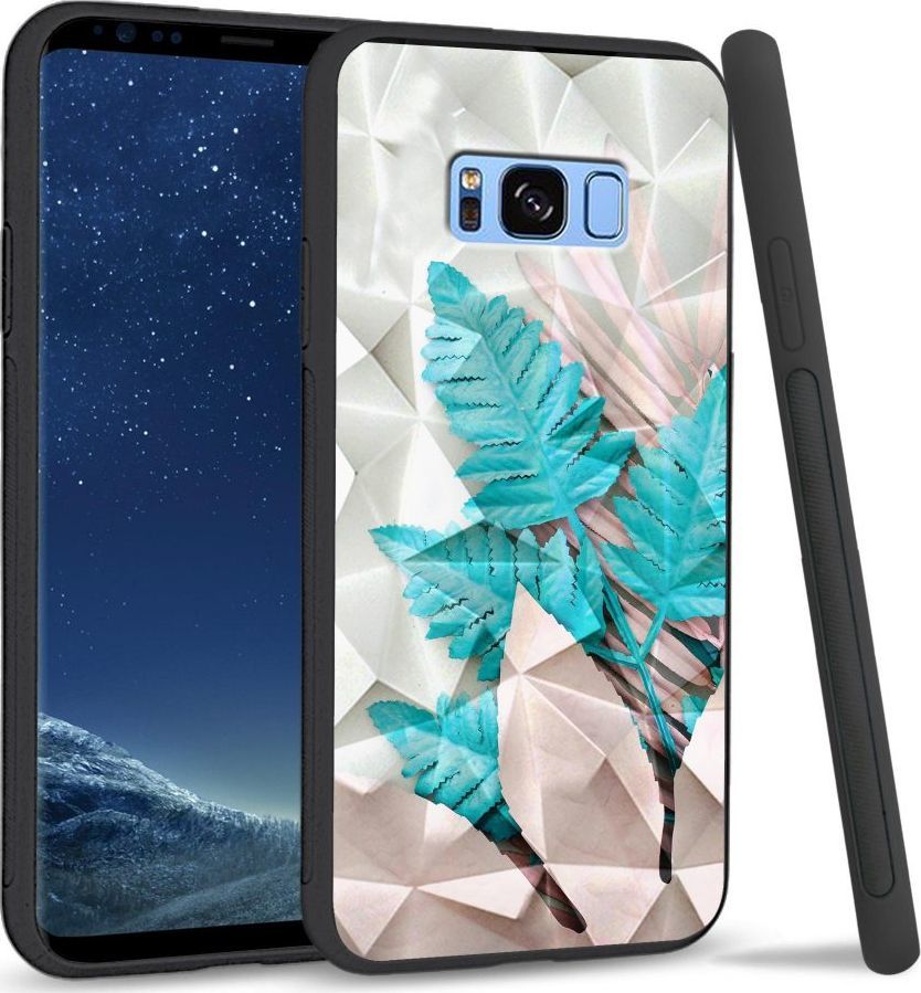 Super Fashion Etui na telefon Samsung Galaxy S8 Crystal Case Blue white leaf 1