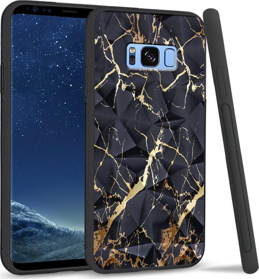 Super Fashion Etui na telefon Samsung Galaxy S8 Crystal Case Black gold granite 1