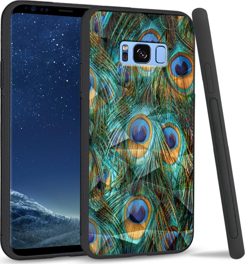 Super Fashion Etui na telefon Samsung Galaxy S8 Crystal Case Peacock Feather Bunch 1