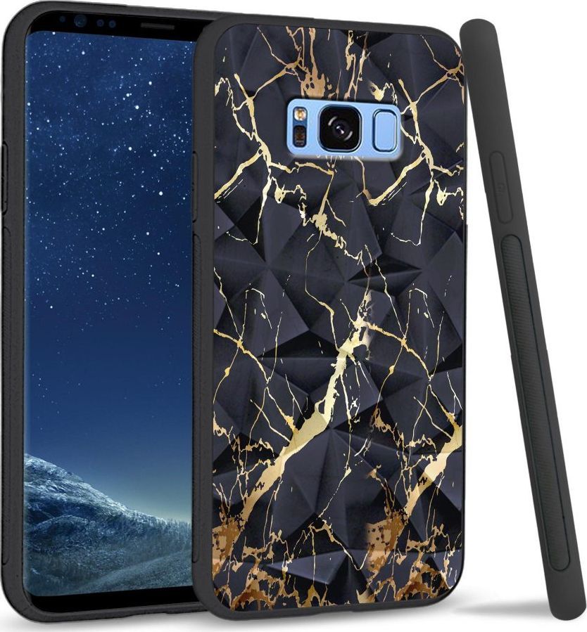 Super Fashion Etui na telefon Samsung Galaxy S8 Plus Crystal Case Black gold granite 1