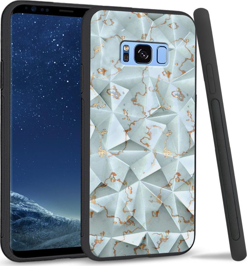 Super Fashion Etui na telefon Samsung Galaxy S8 Plus Crystal Case Golden blue granite 1